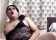 Shemale Monica M - Teasing & Masturbating in black babydoll