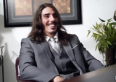 Long-haired student Damien Kyle dommed by professor Jax Thirio