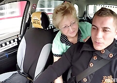 Horny granny fucks taxi cab driver