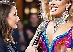 Drag Queen Kisses Female Reporter