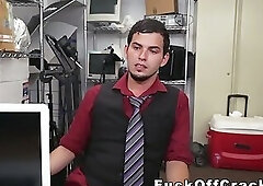 Bearded homosexual has interracial fuck session for money