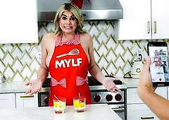 Kitchen fuck in the cowgirl pose with a gorgeous blonde Addyson James