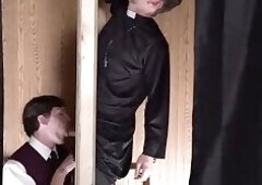 Catholic priest's ass-eating session leads to a raw, spiritual fucking of a twink