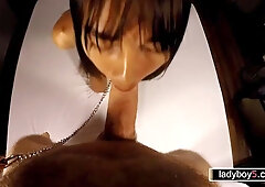 Young Japanese t-model bound up fellating pecker and anal invasion from behind