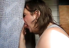 longhaired guy gets a mouthful of cum