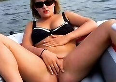 fingering myself to orgasm in a rubber boat