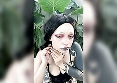 Tattooed angel teases with collar and lips ?