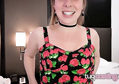 Tattooed and hairy stunner Zoe Rae gives a filthy handjob during her casting session