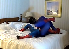 horny classic spiderman overpowers his spider enemy