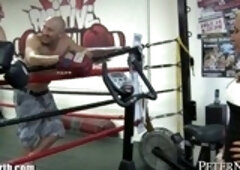 Fighting match interrupted because a blonde slut hopped into the ring to split the guys up