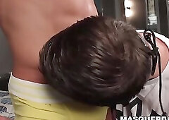 Stud enjoys receiving handjob and having his cock sucked