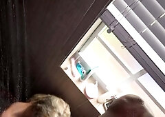 Blond slut fucks and sucks big cock to get a facial cumshot