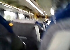 Dressed up in lingerie with my dildo in a public bus cumshot