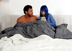 Man drowns in passion the way girlfriend with blue hair does