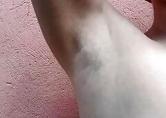 Armpit fetish, unshaved armpits and armpit worship shaggy vagina, large natural mommy melons tease