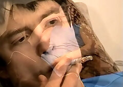 Luxurious Gus Smoking And Jacking His Weenie In The Bed