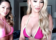 Sexy Blonde Babe With Big Boobs Strips Bra