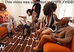 Wild 70's all black orgy