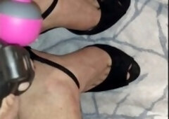 Crossdresser struggles to climax in chastity device