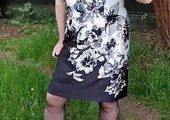 Stellar tv crossdresser getting off pantyhose used condoms