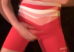 berliner red lycra wrestling singlet wank and cum