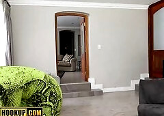 Giant natural breasts ebony dance teacher undresses to please concupiscent white tourist, teasing slow previous to bending over & taking his large