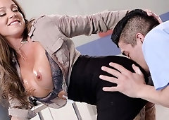 Dr. Abigail Mac gets her nice big boobs worshipped by Xander