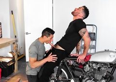 Chris Damned and the motorbike loving stud Jim Fit