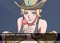 Interactive adult game featuring a blonde in a sexy virtual paradise