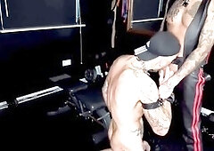 Leather, slave bitch, master fucks slave