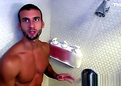 Handsome young man pleasured with anal slamming in the gym