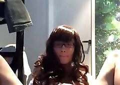 Cute cd cums for you, and licks it off her fingers