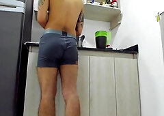 This naughty cool Colombian dude is in the kitchen