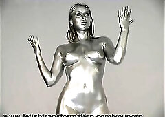 Large breast beauty complete painted in silver