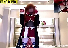 Asian beauty in a skirt showcases her charm in a solo performance