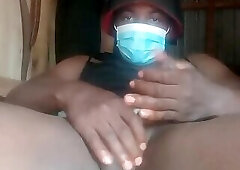 Naughty African shemale sweet masturbation cumshot