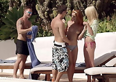 Two slim beauties tease a guy