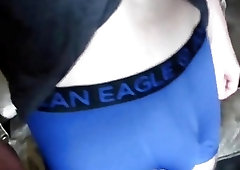 Daddy bangs his boy during a hailstorm