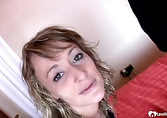 Blonde neighbor with tattoo rides and takes it deep in passionate bedroom session