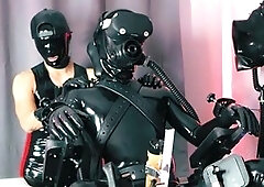 Bdsm milked orgasm, rubber gimp bondage, twink rubber bondage