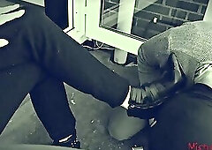 Mistress Shoes Slave licking her High Heels - Mistress Kym