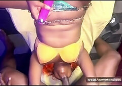 Rooftop sex party featuring a massive dark cock