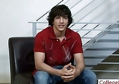 Cute college guy undressing