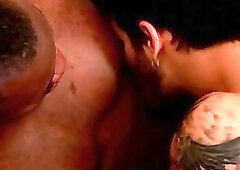 Ebony hunk throated then pounds tight ass