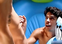 Aiden Ward and Nico Leon in a wild gonzo scene with buttfucking and blowjobs