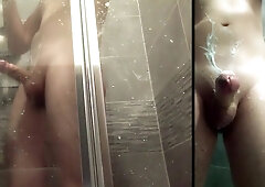 Messy cock shower (full) ♂ lotion, bouncing, slapping, masturbation & cum