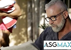 Shy silver daddy finally hooks up with his hunky young neighbor Lance Charger and Adrian Hart