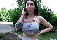 Public Agent A genuine outdoor public bang for a tattooed hottie with smokin' body