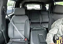 Brunette hair College Lesbian babes Have Sex In Uber Ride Share Use Anal Beads