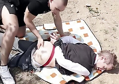 Wild Blond Gets Fisted In The Open